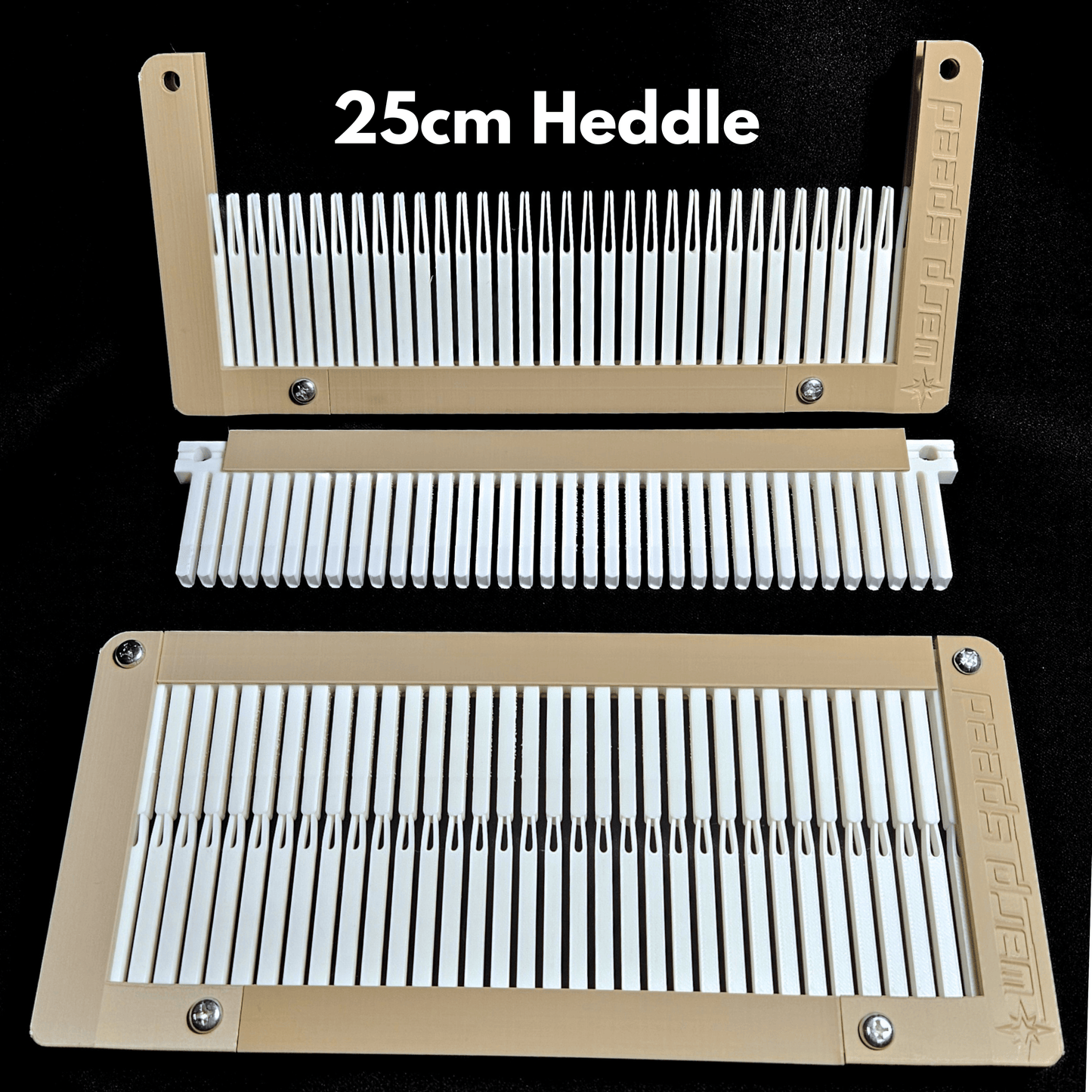 25cm heddle in its constituent parts (above) and all together (bottom)