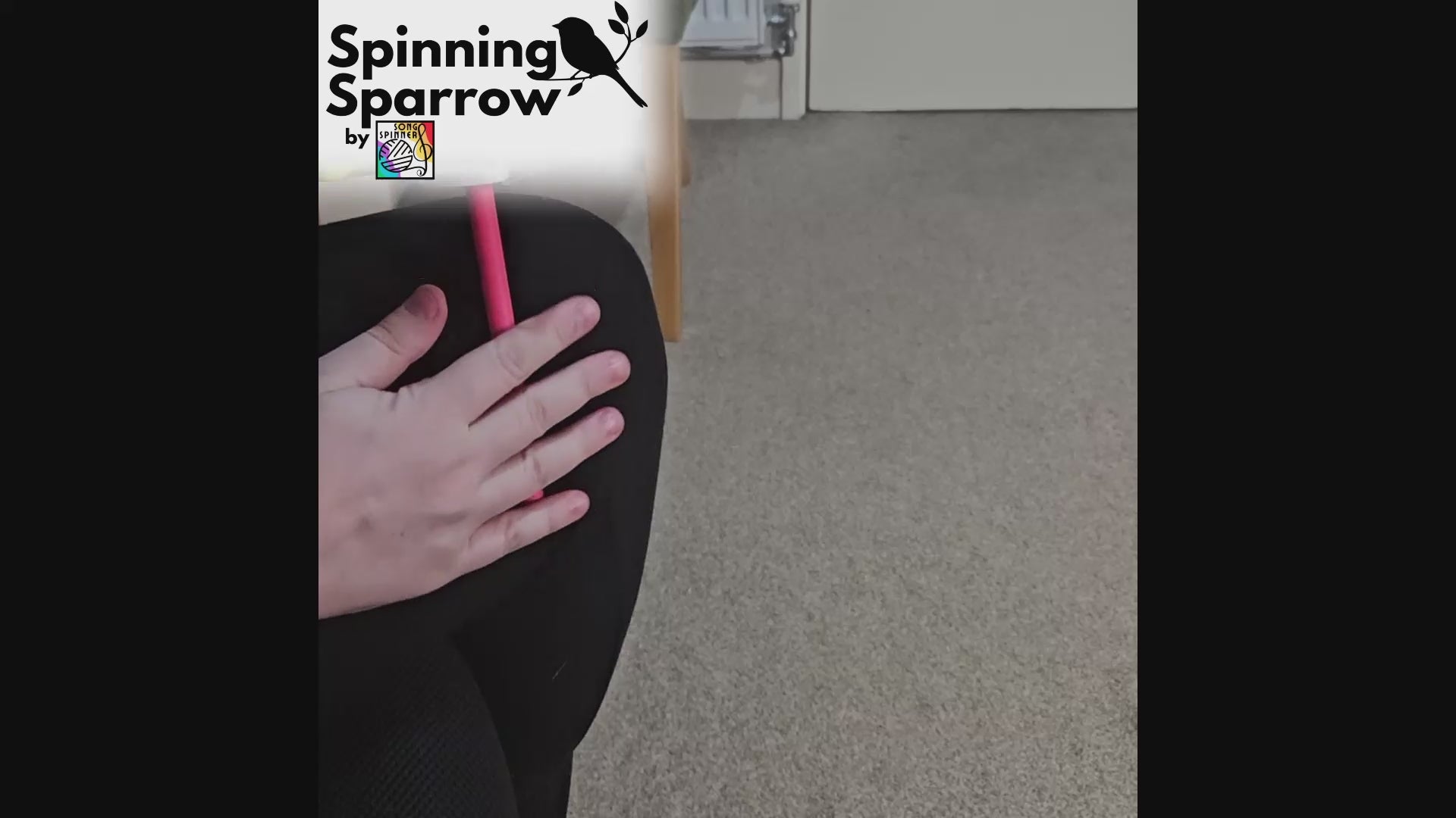 Video features a demonstration of the Spinning Sparrow drop spindle. It shows the spindle being used at various whorl heights, how to change the whorl height on the 'fly', and how to remove the spun fibre from the whorl in order to create a plying ball and then spin from it directly after
